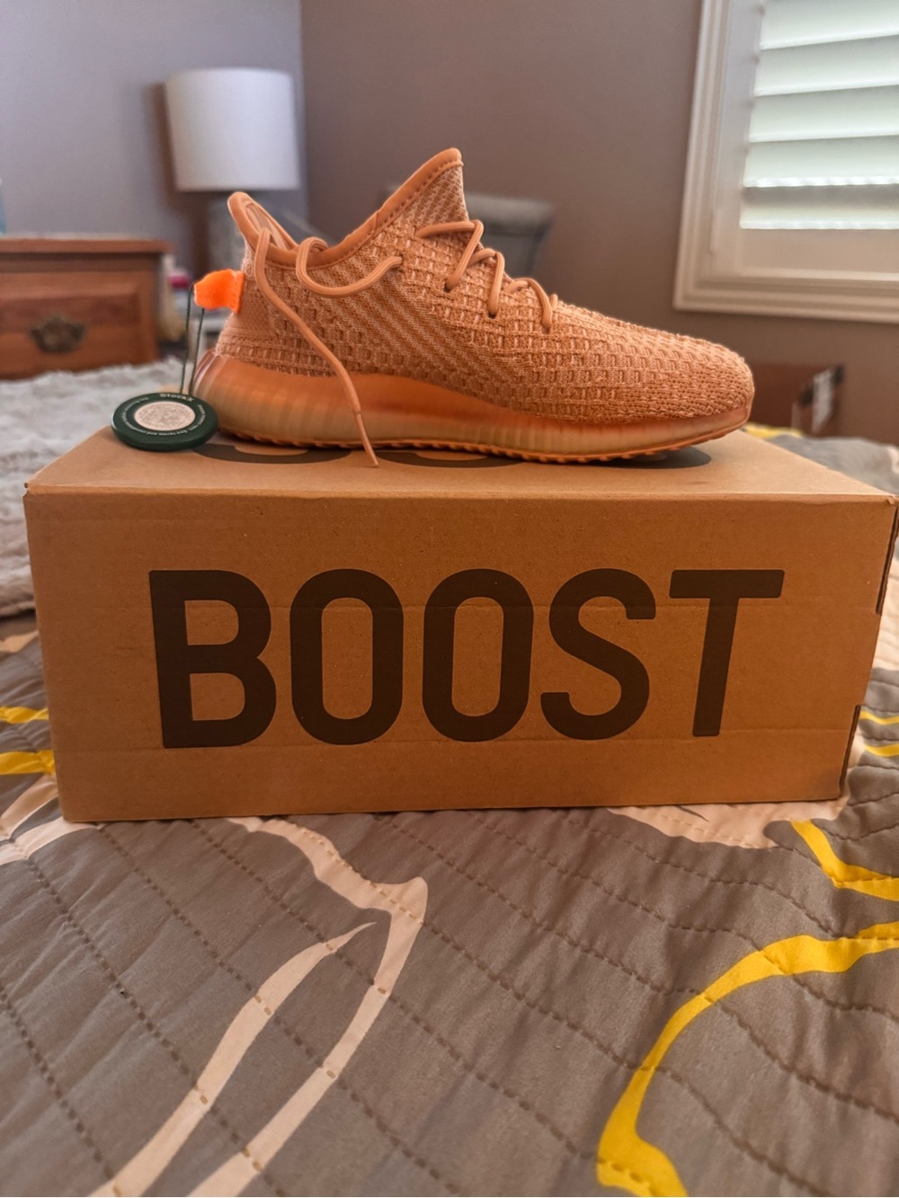 Yeezy Kids Orange Knit Boost Sneaker